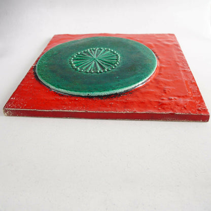 希少 リサ・ラーソン グスタフスベリ ユニークピース 真紅と円環の大陶板