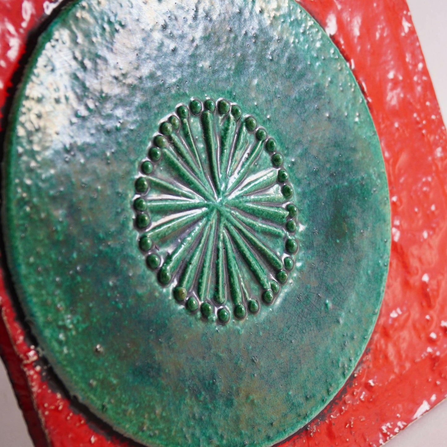 希少 リサ・ラーソン グスタフスベリ ユニークピース 真紅と円環の大陶板