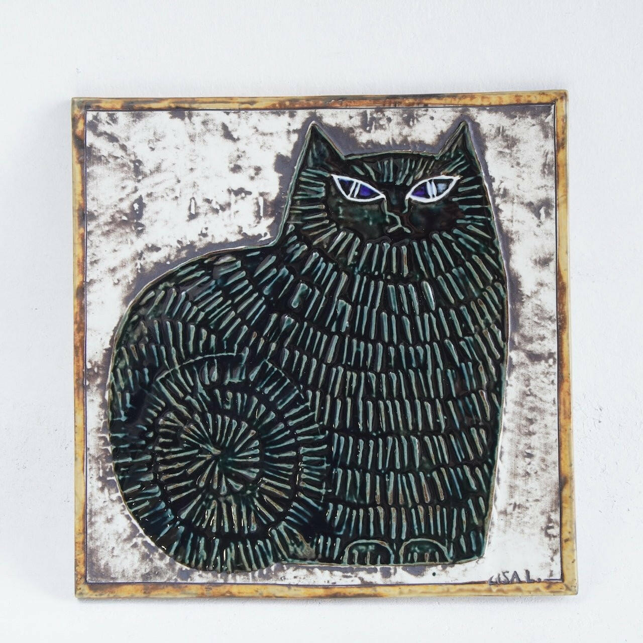 希少色 リサ・ラーソン ブルーアイズ 猫（Katt）の陶板 - 北欧食器Tacksamycket