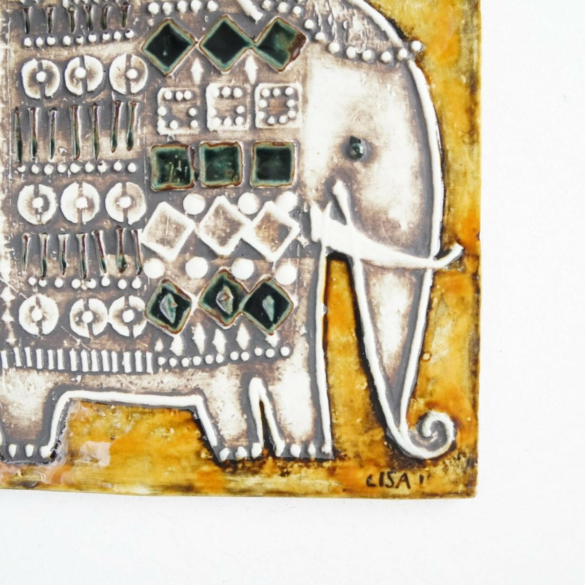 希少色 リサ・ラーソン（Lisa Larson）UNIKシリーズ陶板 象（Elefant）窯傷あり