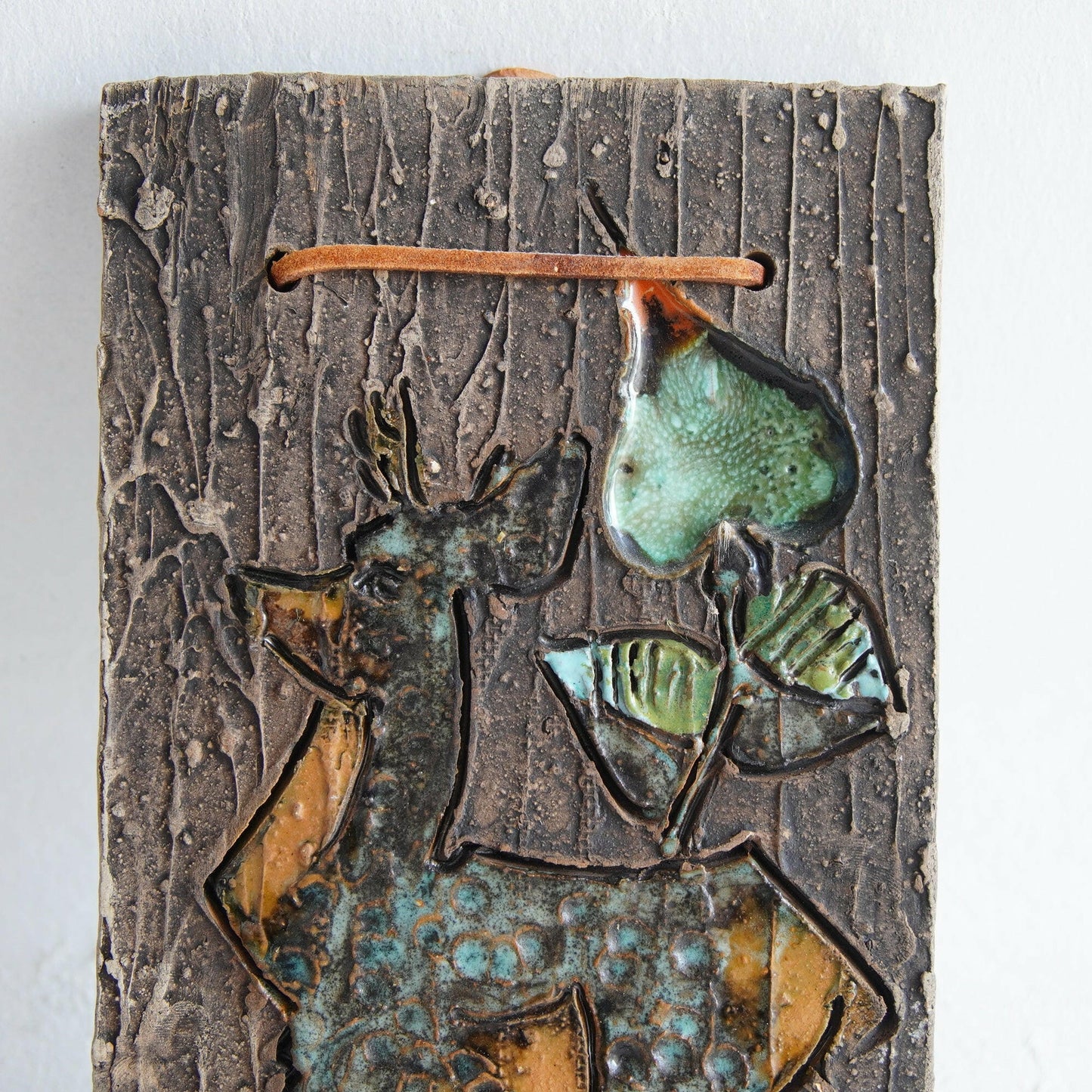 ティルグマン窯「鹿と草木」の陶板 陶板 Tilgmans Keramik   