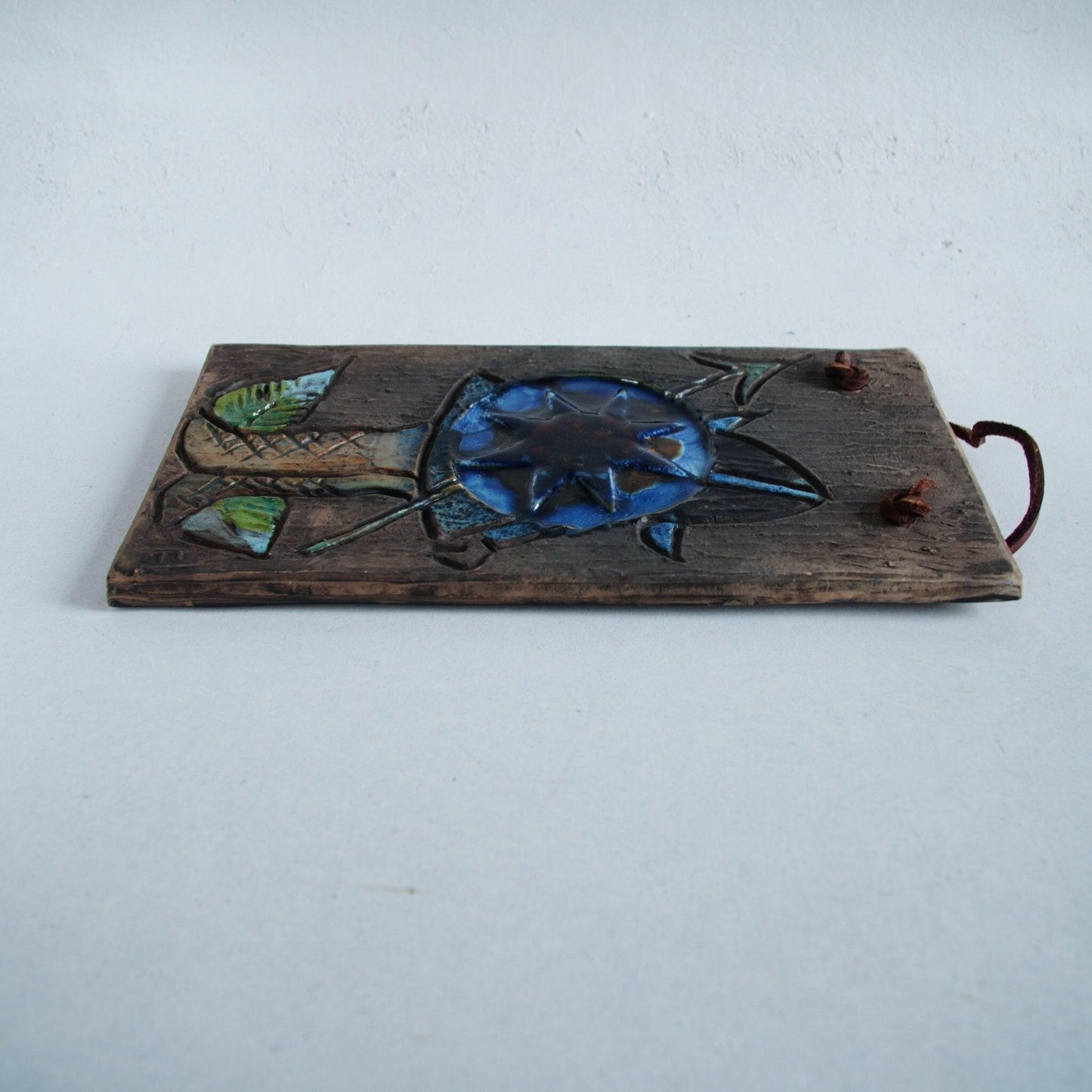 ティルグマン窯「青い花」の陶板 陶板 Tilgmans Keramik   