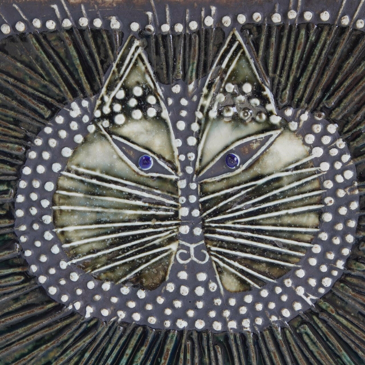 希少色 リサ・ラーソン UNIKシリーズ 黒猫 丸い猫の陶板（Katt 