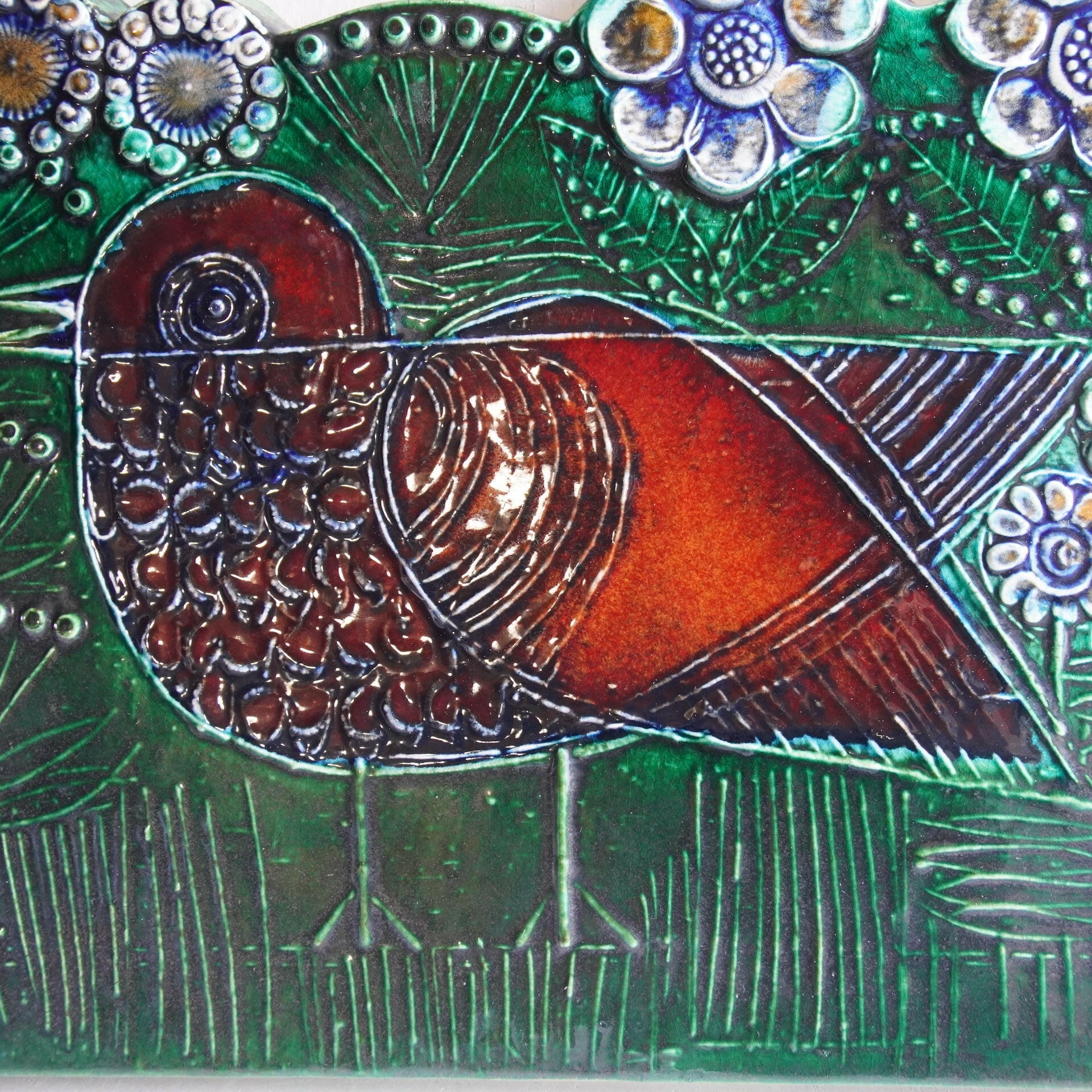 リサ・ラーソン グスタフスベリ Väggplattor 赤いスズメの陶板 – 北欧
